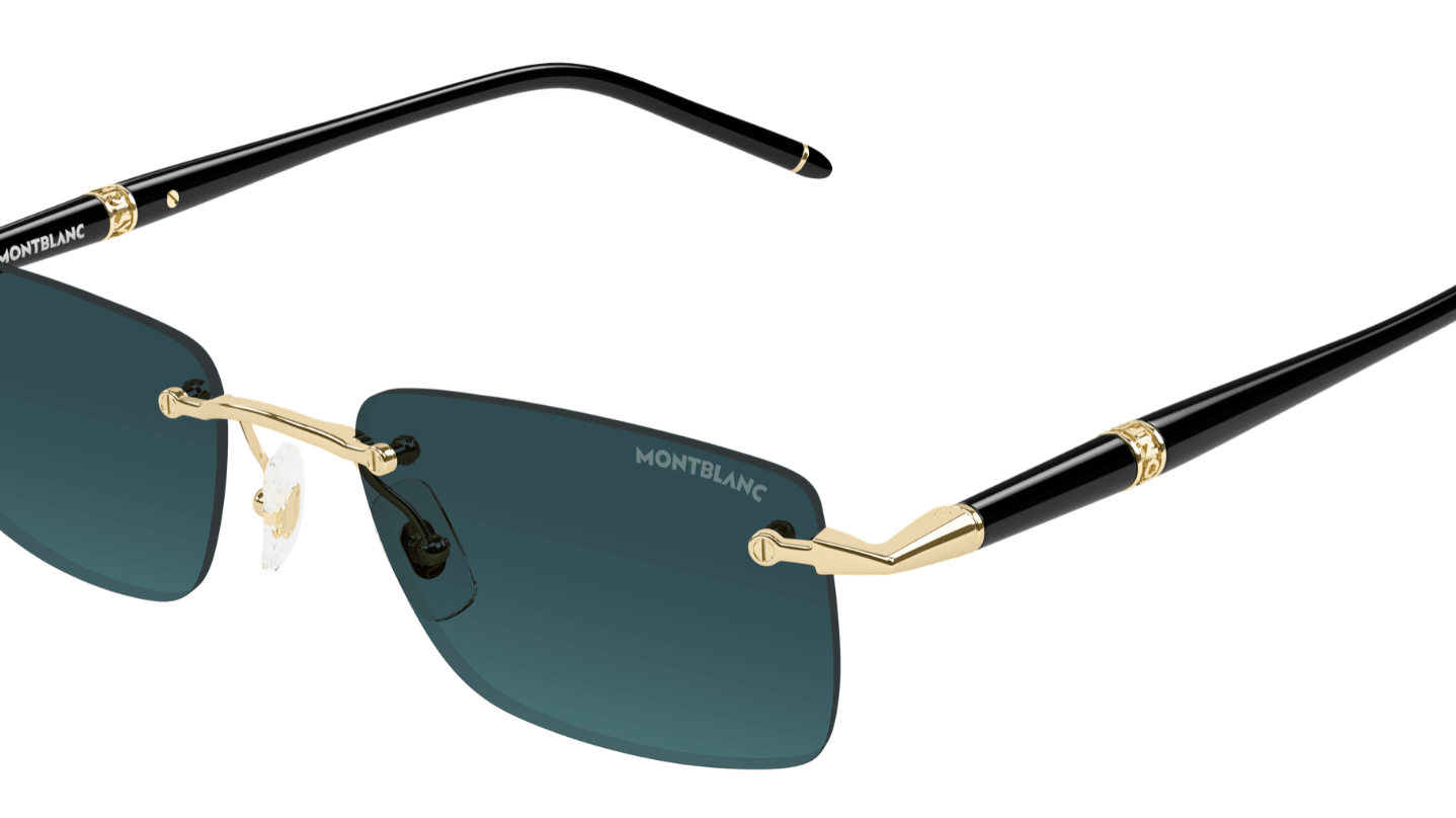 Montblanc MB0344S occhiali da sole gold lenti grigio blu petrolio — Infinity Vision