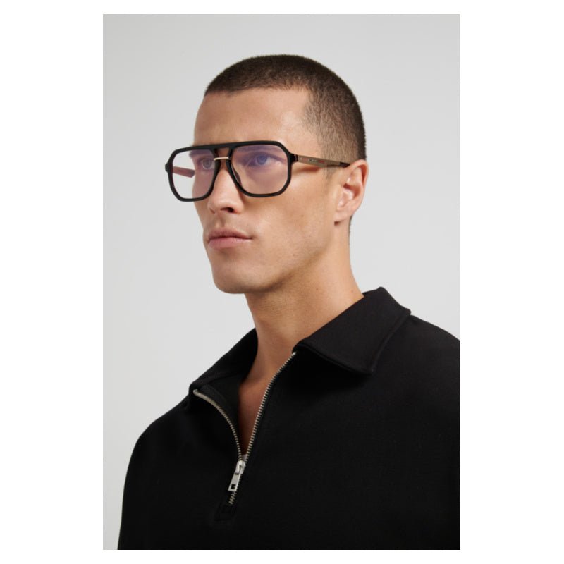 Carrera - Carrera Victory C 23 2M2 – Occhiali da Vista Uomo Navigator Oversize Nero Oro Dettagli Rossi - occhiali da vista