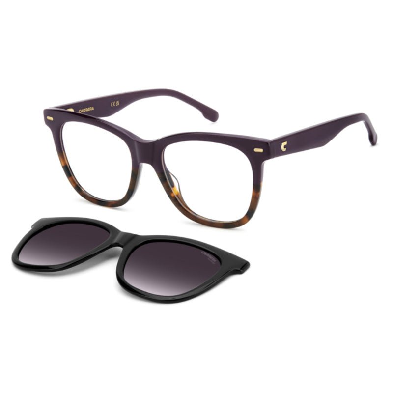 Carrera Opt Woman - Carrera CA 3098/C HKZ – Occhiali da Vista Donna Cat - Eye Viola Avana con Clip - On Solare Magnetico - occhiali da vista