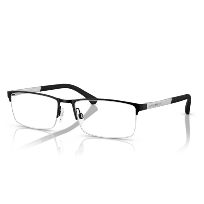 Emporio Armani - Emporio Armani EA1041 3094 – Occhiali da Vista Uomo Semi-Rimless Nero Opaco - occhiali da vista