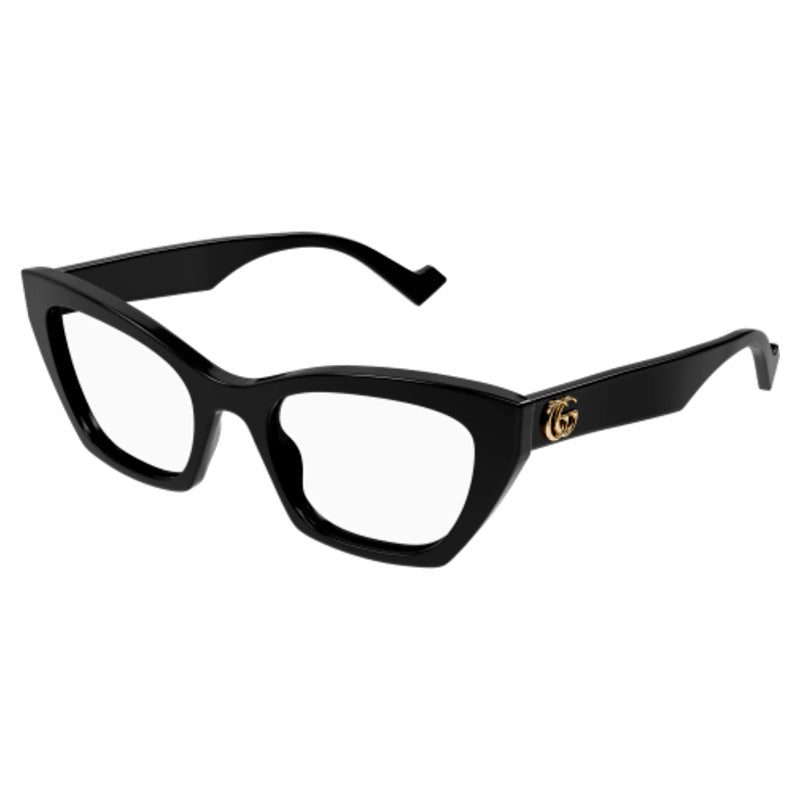 Gucci - Gucci GG1334O 001 – Occhiali da Vista Donna Cat-Eye Acetato Nero Doppia G Oro - occhiali da vista