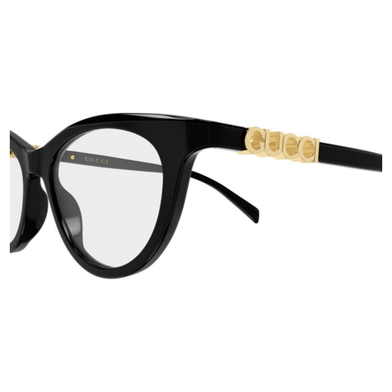 Gucci - Gucci GG2034O 001 – Occhiali da Vista Donna Cat-Eye Acetato Nero Logo Oro - occhiali da vista