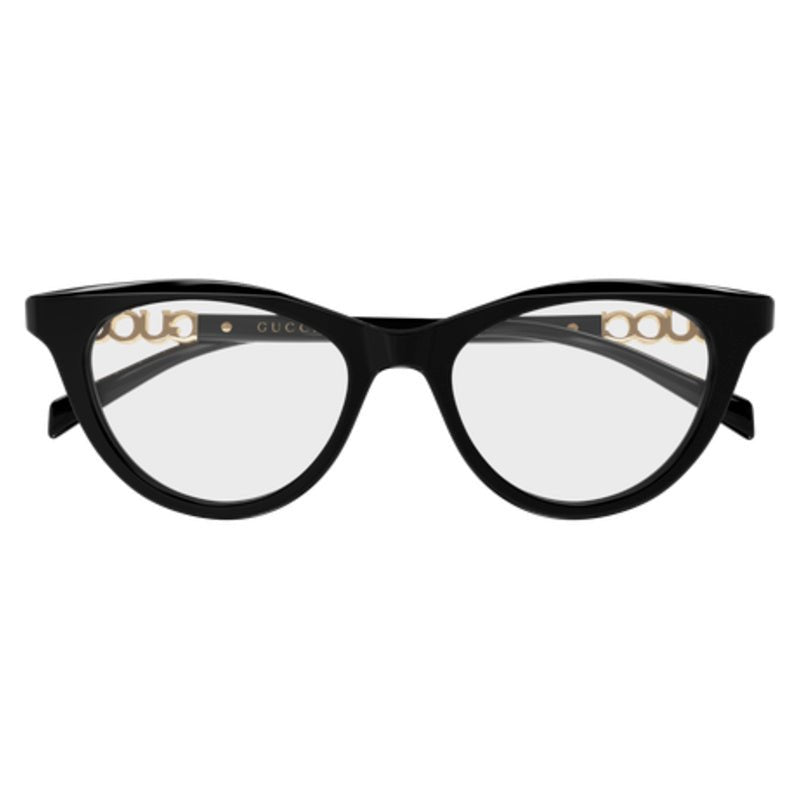 Gucci - Gucci GG2034O 001 – Occhiali da Vista Donna Cat-Eye Acetato Nero Logo Oro - occhiali da vista