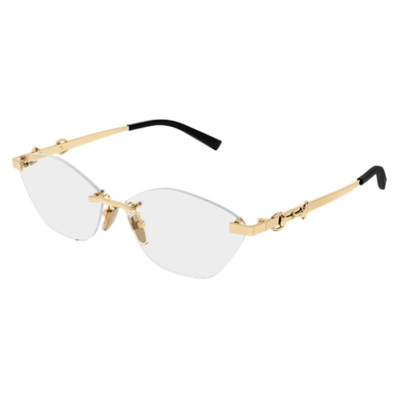Gucci - Gucci GG2050O 002 – Occhiali da Vista Donna Rimless Cat-Eye Oro Horsebit Glasant - occhiali da vista