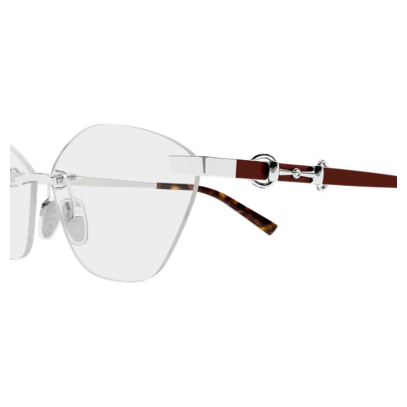 Gucci - Gucci GG2050O 003 – Occhiali da Vista Donna Rimless Cat-Eye Argento Horsebit - occhiali da vista