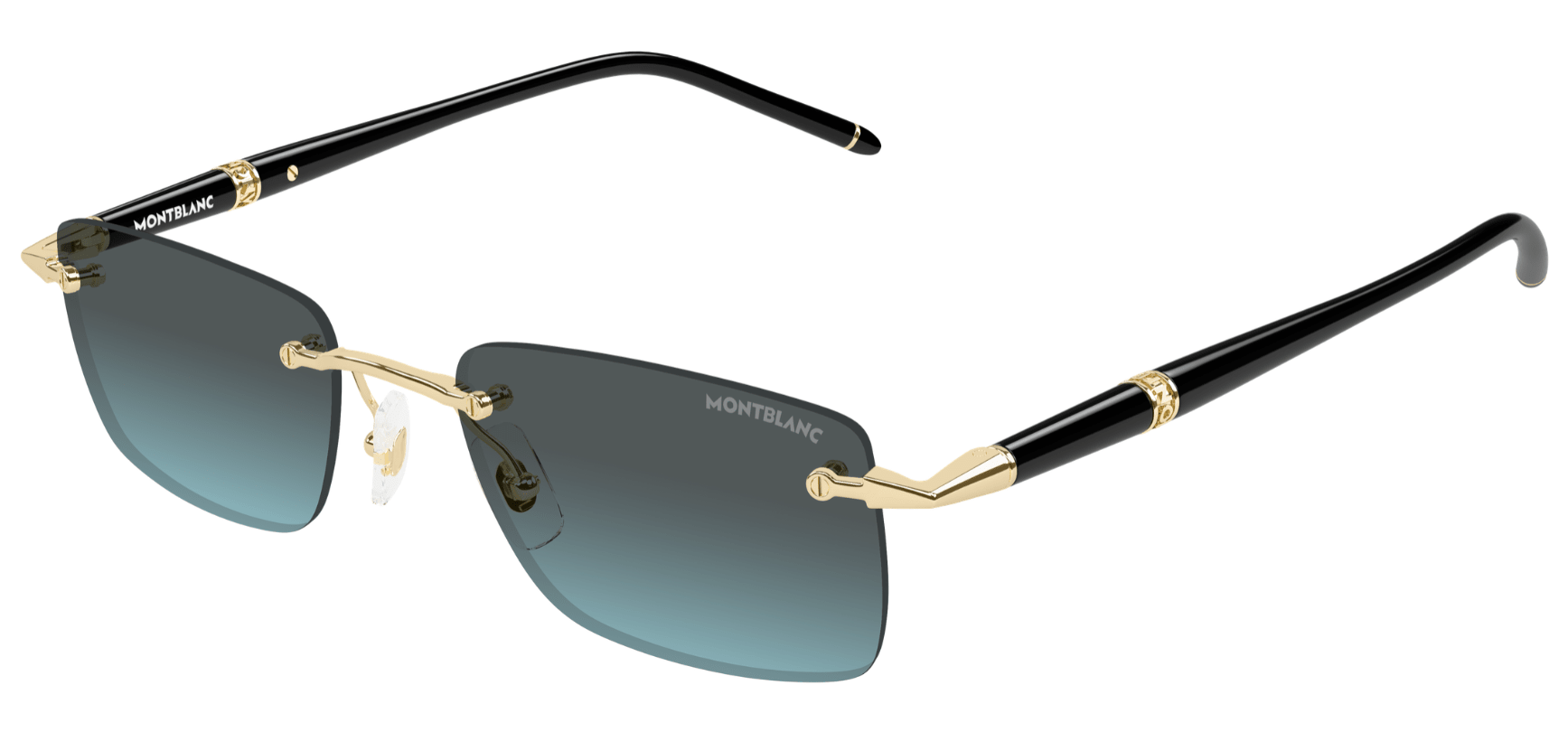 Montblanc - Montblanc MB0344S 010 – Occhiali da Sole Gold con Lenti Blu Sfumato - Occhiali da sole