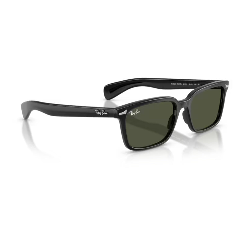 Ray-Ban - Ray-Ban Brunel RB2234 901/31 – Occhiali da Sole Neri con Lenti Verdi -