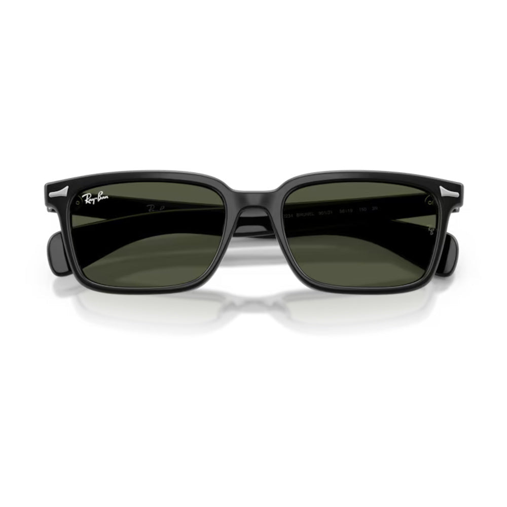 Ray-Ban - Ray-Ban Brunel RB2234 901/31 – Occhiali da Sole Neri con Lenti Verdi -