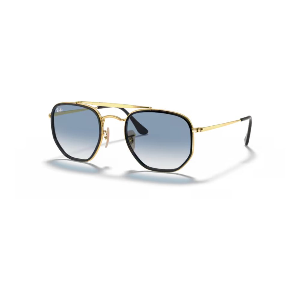 Ray-Ban - Ray-Ban RB3648M Marshal II 91673F – Occhiali da Sole Oro Arista con Lenti Azzurre Sfumate -
