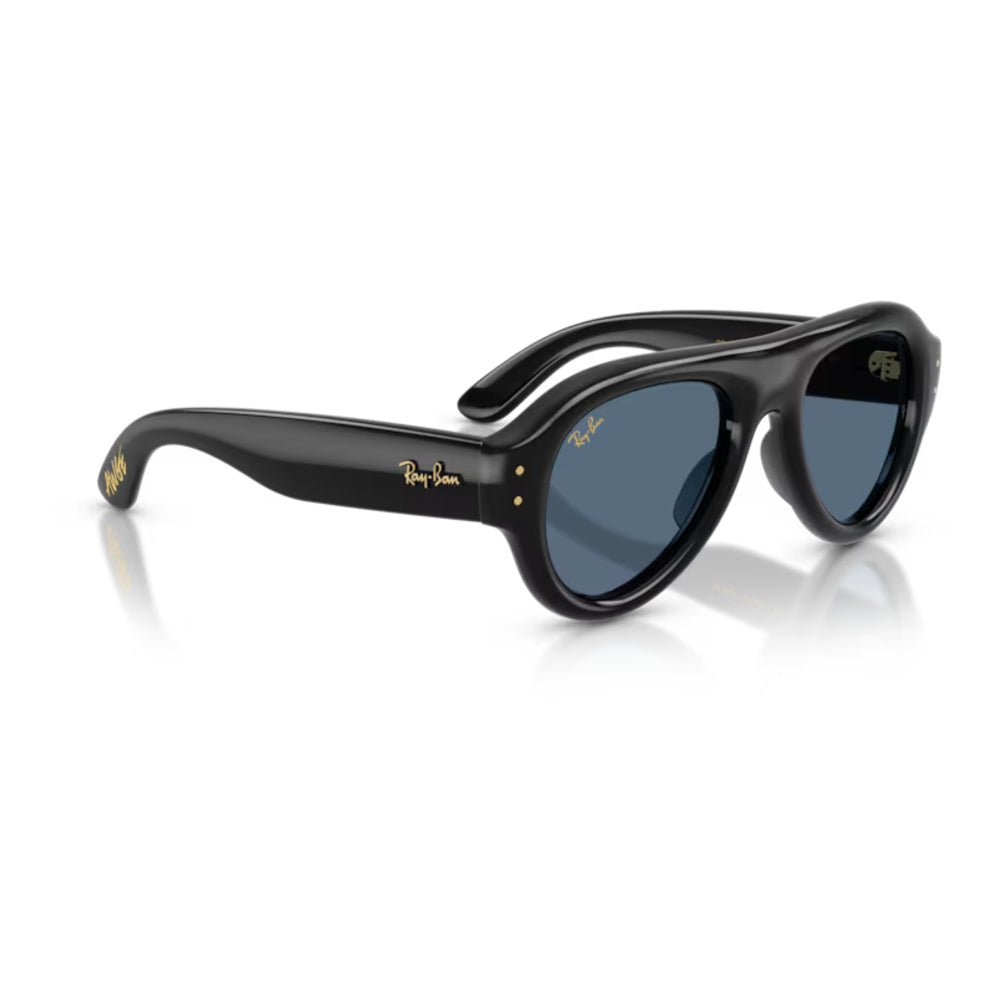 Ray-Ban - Ray-Ban RB4925 Aviator Puffer 601/80 – Occhiali da Sole Neri con Lenti Blu Scuro -