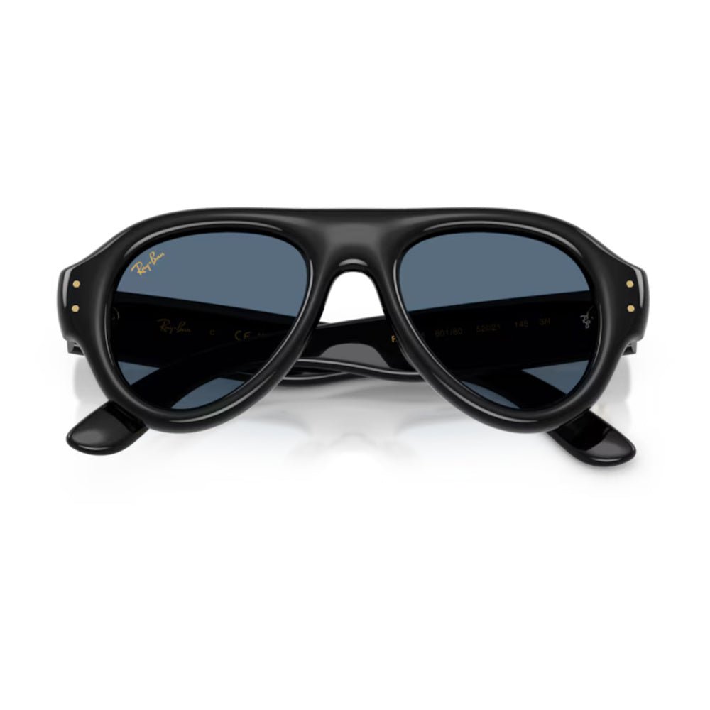 Ray-Ban - Ray-Ban RB4925 Aviator Puffer 601/80 – Occhiali da Sole Neri con Lenti Blu Scuro -