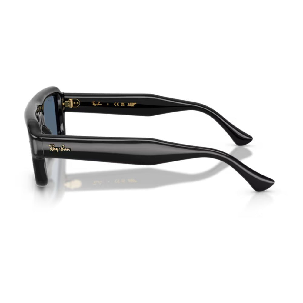 Ray-Ban - Ray-Ban RB4954 Flacko Puffer 601/80 – Occhiali da Sole Neri con Lenti Blu Scuro -