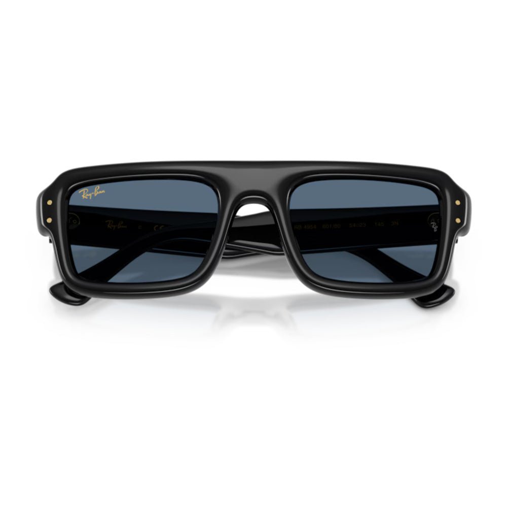 Ray-Ban - Ray-Ban RB4954 Flacko Puffer 601/80 – Occhiali da Sole Neri con Lenti Blu Scuro -