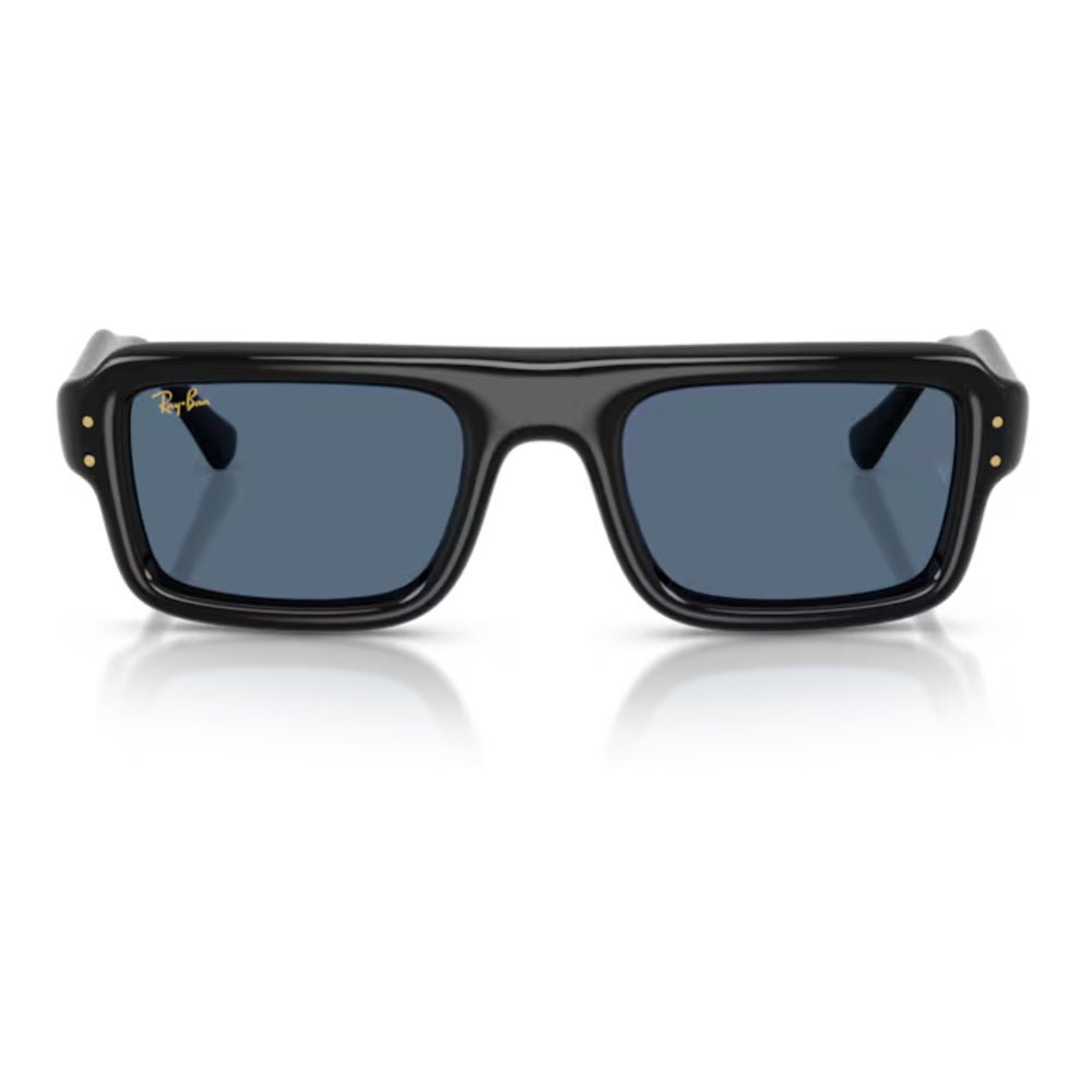Ray-Ban - Ray-Ban RB4954 Flacko Puffer 601/80 – Occhiali da Sole Neri con Lenti Blu Scuro -