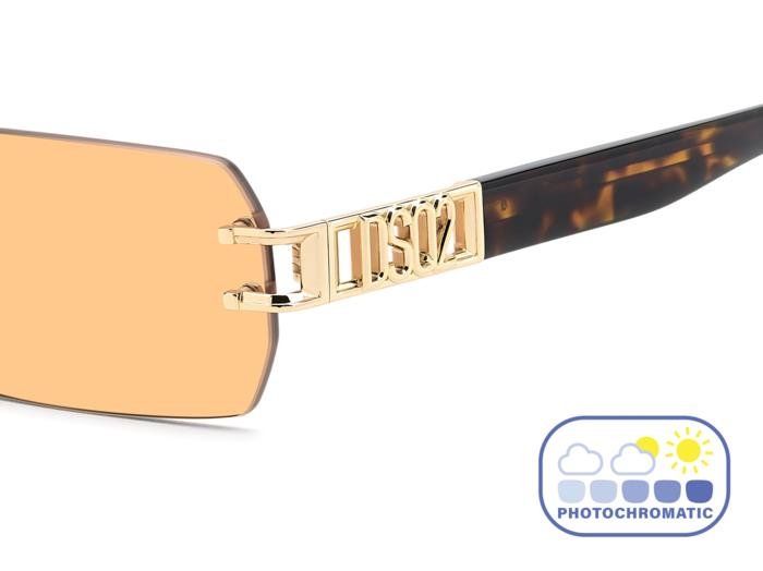 DSQUARED2 - Dsquared2 D2 0189/S - 0000/N8 – Rose Gold / Orange Photochromatic Rimless Iconico - 