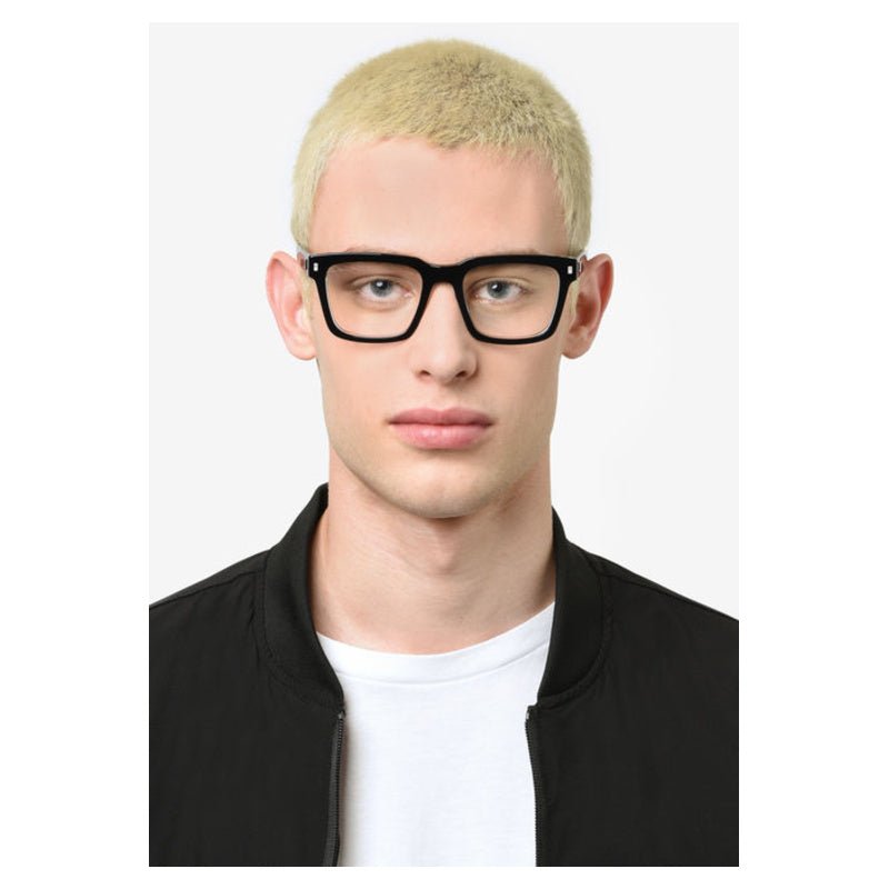 Dsquared2 Icon - Dsquared2 ICON 0013 7C5 – Occhiali da Vista Uomo Squadrati Acetato Nero Cristallo Logo ICON - occhiali da vista