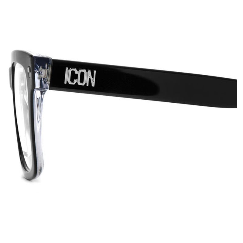 Dsquared2 Icon - Dsquared2 ICON 0013 7C5 – Occhiali da Vista Uomo Squadrati Acetato Nero Cristallo Logo ICON - occhiali da vista