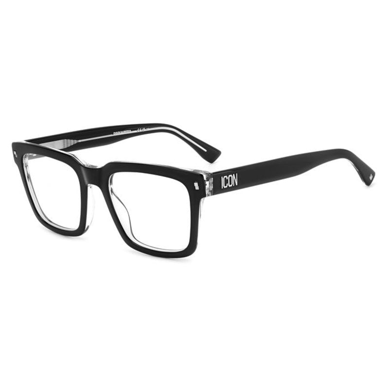 Dsquared2 Icon - Dsquared2 ICON 0013 7C5 – Occhiali da Vista Uomo Squadrati Acetato Nero Cristallo Logo ICON - occhiali da vista
