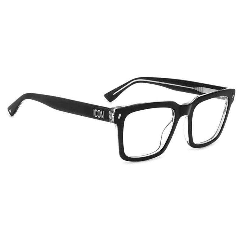 Dsquared2 Icon - Dsquared2 ICON 0013 7C5 – Occhiali da Vista Uomo Squadrati Acetato Nero Cristallo Logo ICON - occhiali da vista