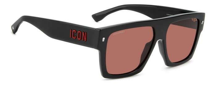 Dsquared2 Icon - Dsquared2 Icon 0030/S OIT/U1 Black Red | Rettangolare Bold con Lente Rosé - 
