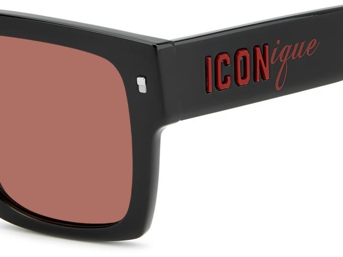 Dsquared2 Icon - Dsquared2 Icon 0030/S OIT/U1 Black Red | Rettangolare Bold con Lente Rosé - 