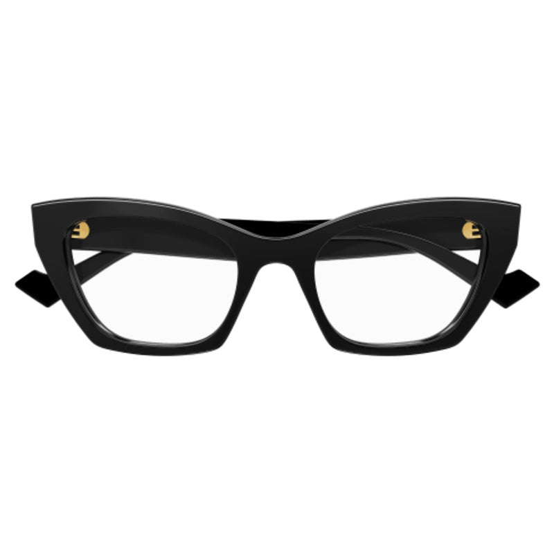 Gucci - Gucci GG1334O 001 – Occhiali da Vista Donna Cat-Eye Acetato Nero Doppia G Oro - occhiali da vista