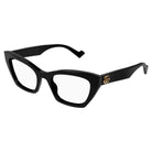 Gucci - Gucci GG1334O 001 – Occhiali da Vista Donna Cat-Eye Acetato Nero Doppia G Oro - occhiali da vista