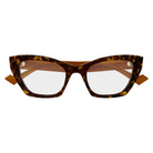 Gucci - Gucci GG1334O 005 – Occhiali da Vista Donna Cat-Eye Havana Ambra Doppia G Oro - occhiali da vista