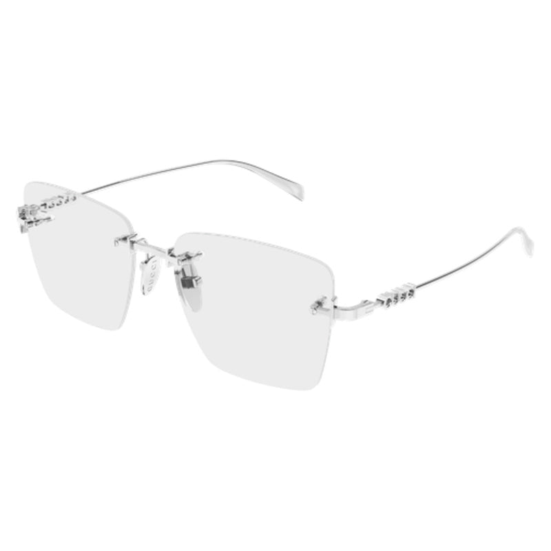 Gucci - Gucci GG1938O 002 – Occhiali da Vista Rimless Donna Argento Logo Traforato Glasant - occhiali da vista