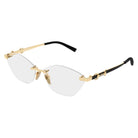 Gucci - Gucci GG2050O 001 – Occhiali da Vista Donna Rimless Cat-Eye Oro Nero Horsebit - occhiali da vista