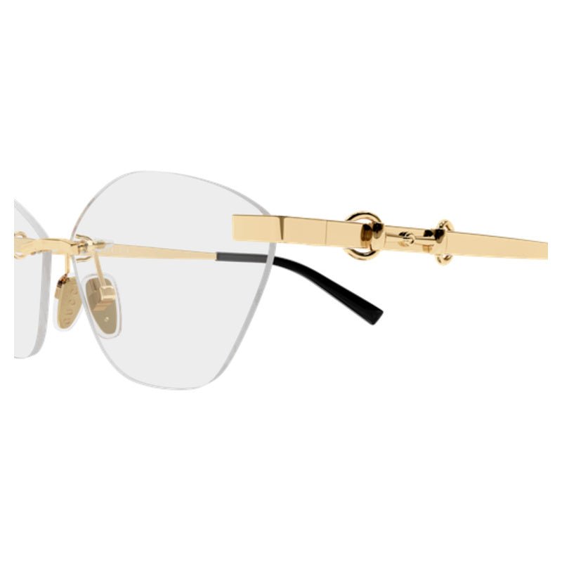 Gucci - Gucci GG2050O 002 – Occhiali da Vista Donna Rimless Cat-Eye Oro Horsebit Glasant - occhiali da vista