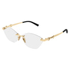 Gucci - Gucci GG2050O 002 – Occhiali da Vista Donna Rimless Cat-Eye Oro Horsebit Glasant - occhiali da vista
