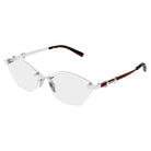Gucci - Gucci GG2050O 003 – Occhiali da Vista Donna Rimless Cat-Eye Argento Horsebit - occhiali da vista