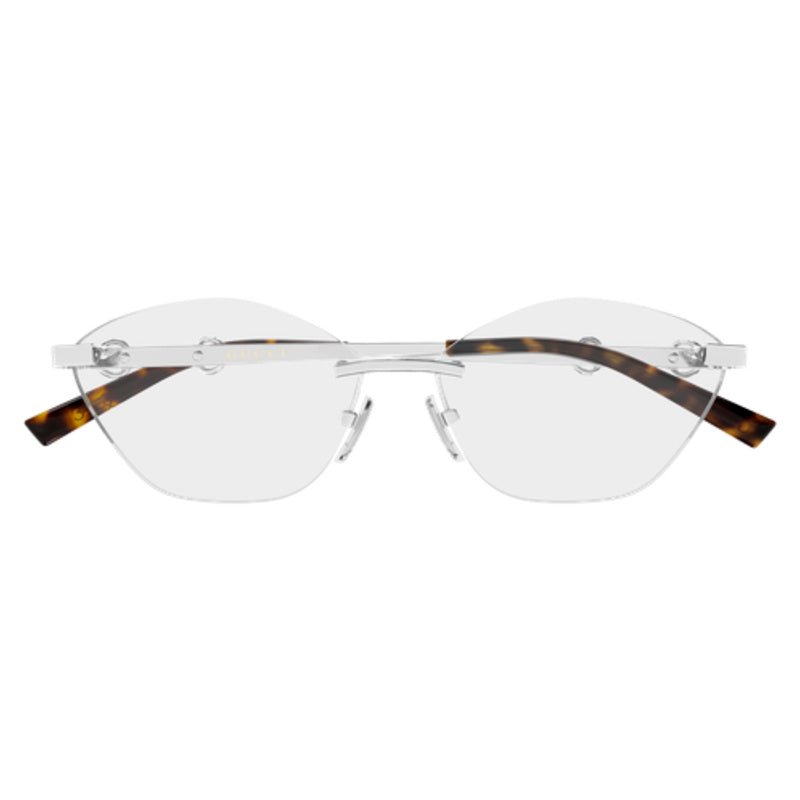 Gucci - Gucci GG2050O 003 – Occhiali da Vista Donna Rimless Cat-Eye Argento Horsebit - occhiali da vista