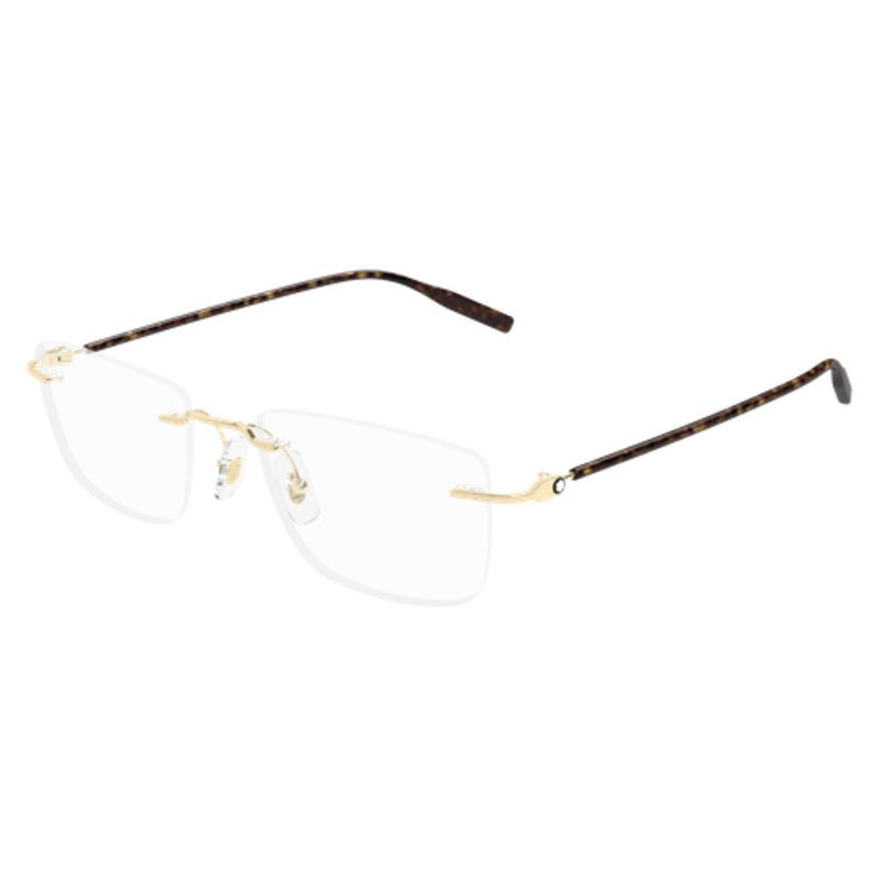 Montblanc - Montblanc MB0431O 003 – Occhiali da Vista Rimless Uomo Oro Havana - occhiali da vista