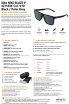 NIKE - Nike Blaze P IQ7183X 010 – Occhiali da Sole Sportivi Polarizzati Nero con Lenti Grigie -