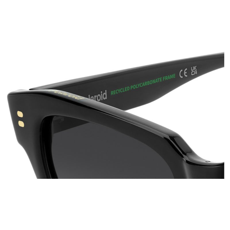 POLAROID - Occhiali da Sole Polaroid PLD 6251/S/X QFU Donna - Squadrato Nero Terminali Azzurri Polarizzati - Occhiali da Sole