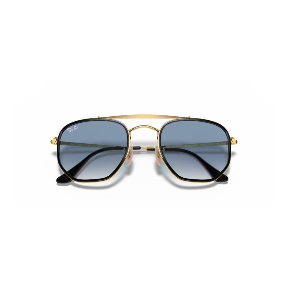 Ray-Ban - Ray-Ban RB3648M Marshal II 91673F – Occhiali da Sole Oro Arista con Lenti Azzurre Sfumate -