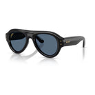 Ray-Ban - Ray-Ban RB4925 Aviator Puffer 601/80 – Occhiali da Sole Neri con Lenti Blu Scuro -