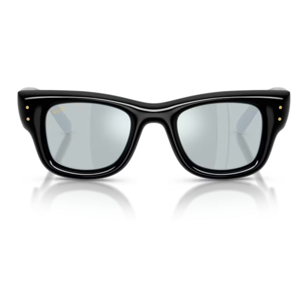 Ray-Ban - Ray-Ban RB4940 Wayfarer Puffer 601/30 – Occhiali da Sole Neri con Lenti Specchiate Argento-Verdi -