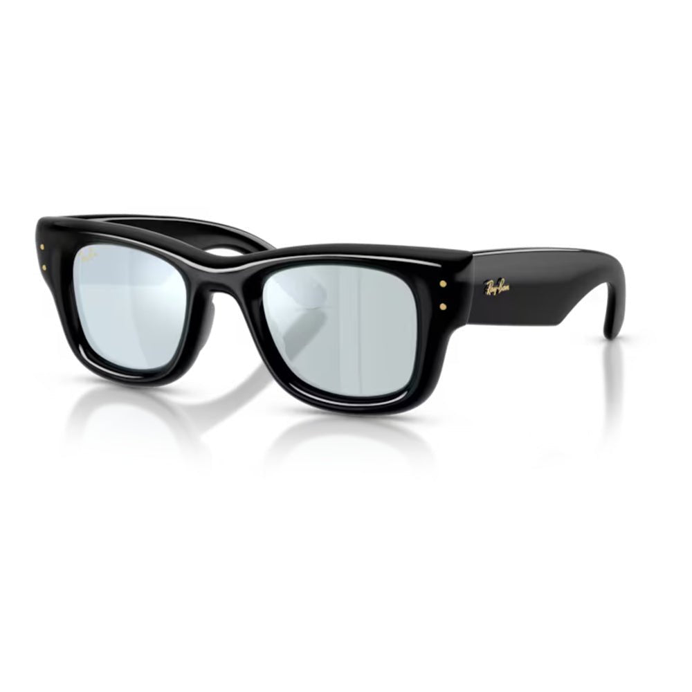 Ray-Ban - Ray-Ban RB4940 Wayfarer Puffer 601/30 – Occhiali da Sole Neri con Lenti Specchiate Argento-Verdi -