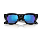 Ray-Ban - Ray-Ban RB4940 Wayfarer Puffer 601/55 – Occhiali da Sole Neri con Lenti Verde Chiaro Specchiate Blu -