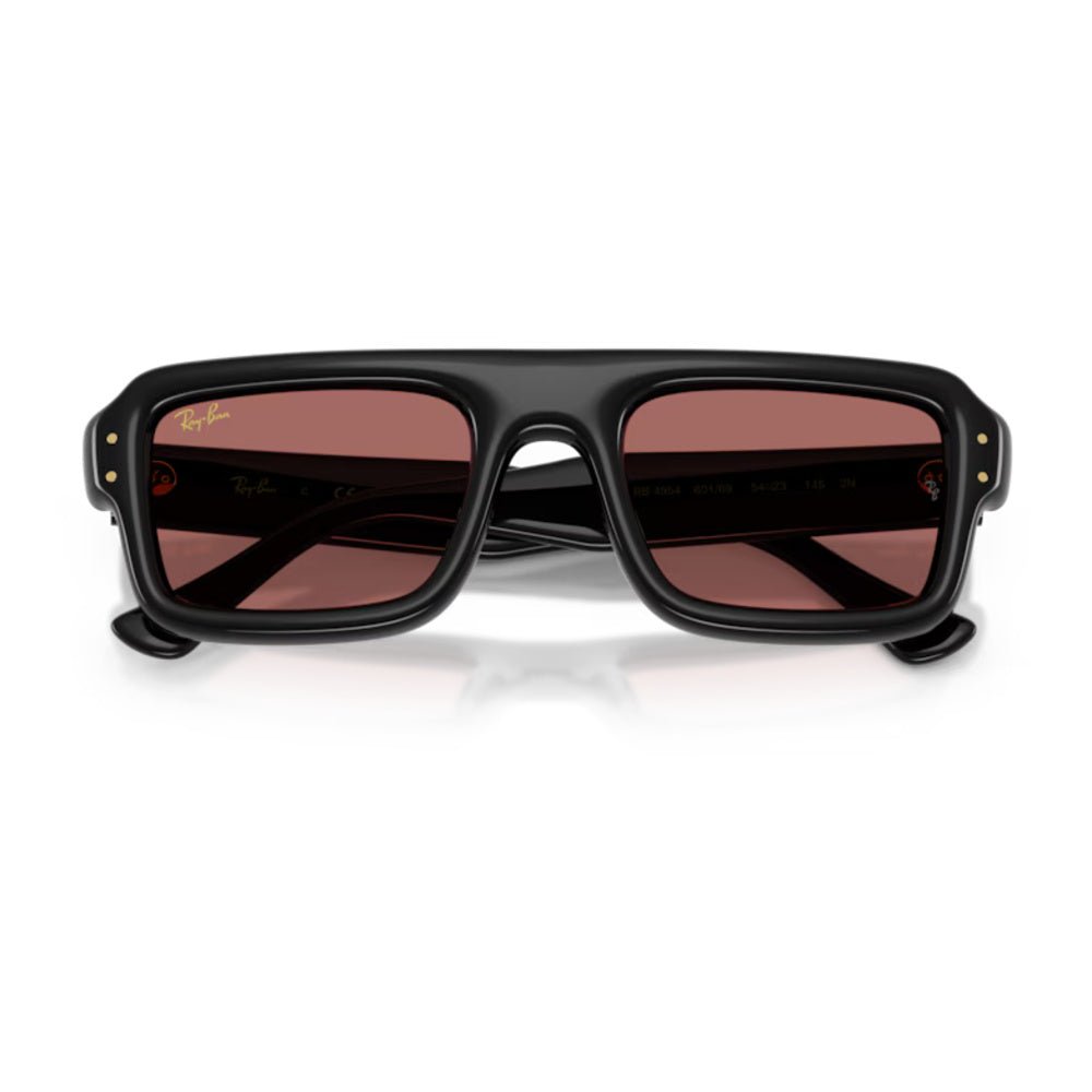 Ray-Ban - Ray-Ban RB4954 Flacko Puffer 601/69 – Occhiali da Sole Neri con Lenti Viola -
