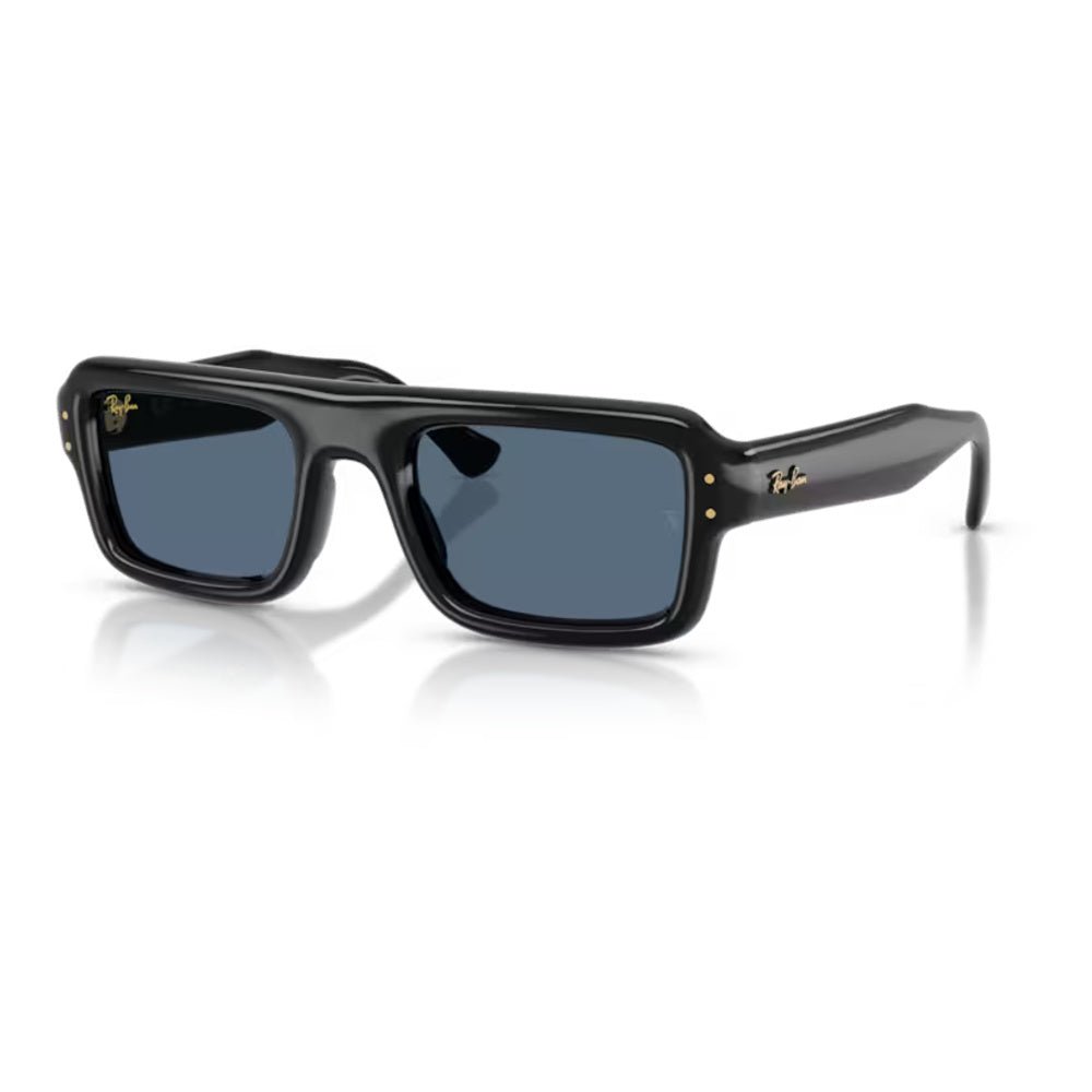 Ray-Ban - Ray-Ban RB4954 Flacko Puffer 601/80 – Occhiali da Sole Neri con Lenti Blu Scuro -