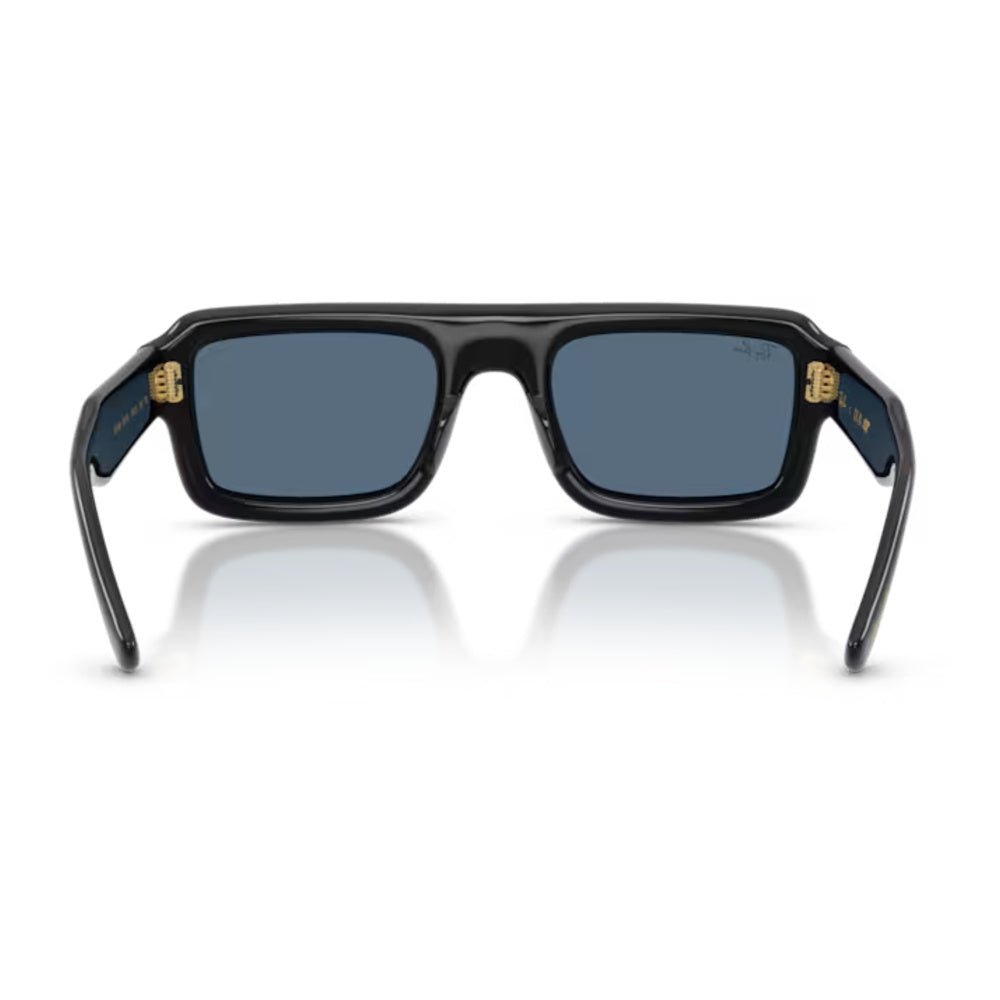Ray-Ban - Ray-Ban RB4954 Flacko Puffer 601/80 – Occhiali da Sole Neri con Lenti Blu Scuro -