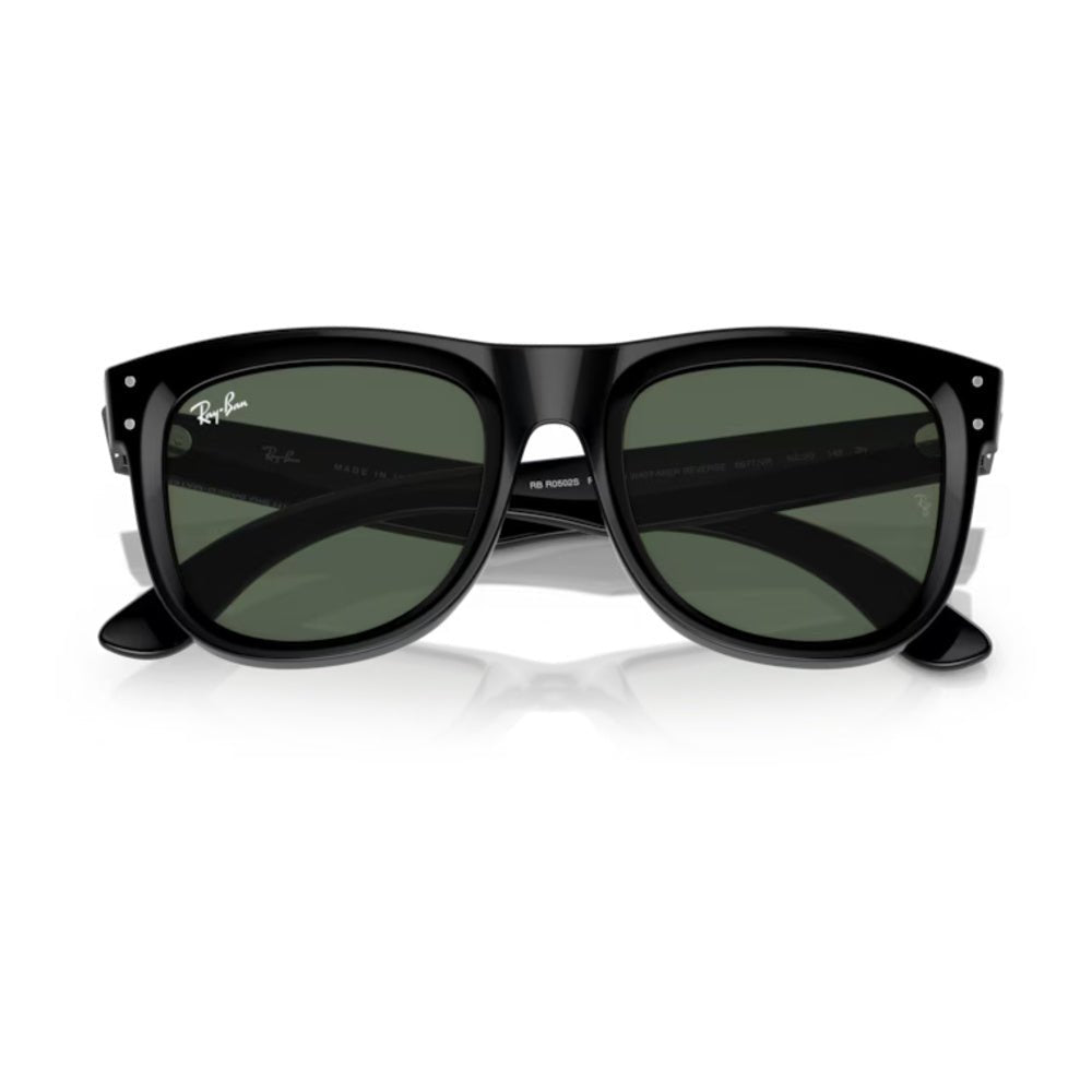 Ray-Ban - Ray-Ban Wayfarer Reverse RBR0502S 6677VR – Occhiali da Sole Neri con Lenti Verde Scuro -